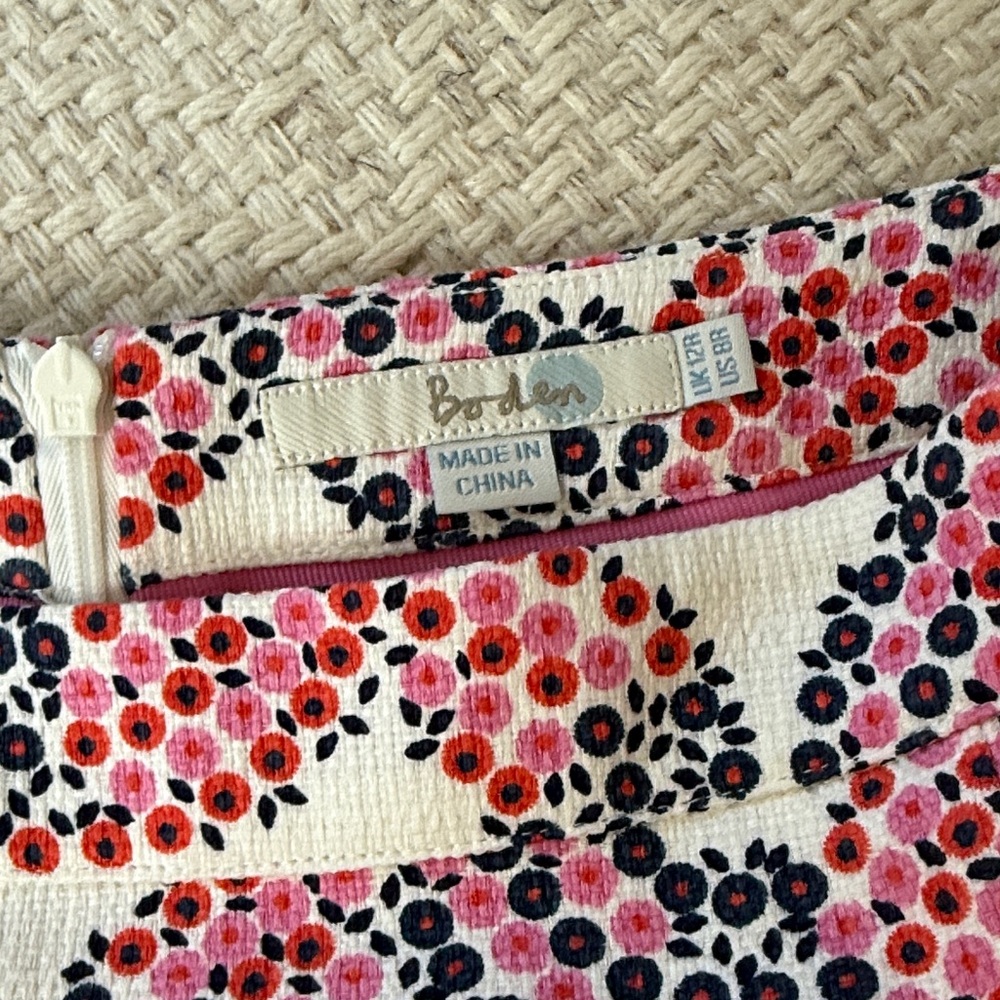 Boden Pink and Red Floral Pattern Skirt